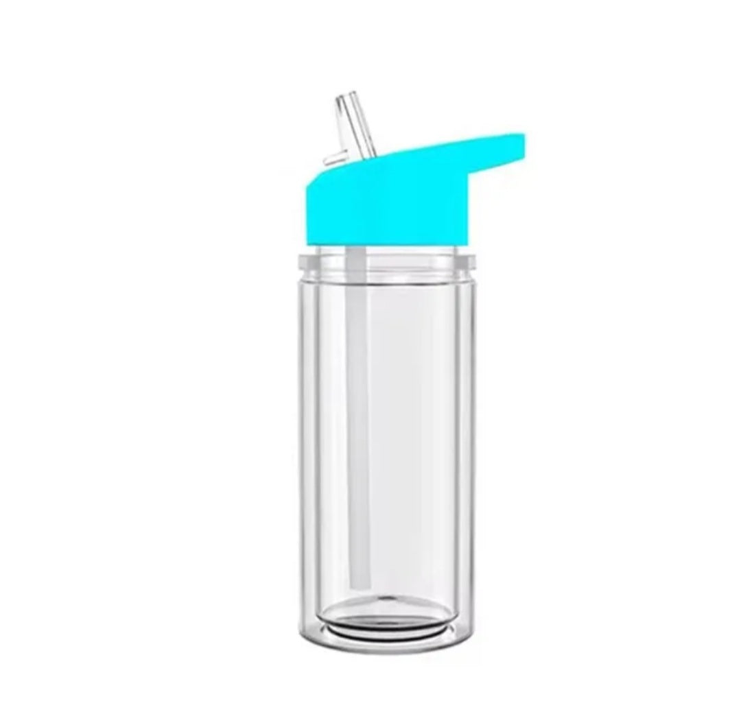 12oz Blue Acrylic Snowglobe Kids Drink Bottle