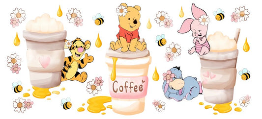 Coffee Winnie the Pooh UV DTF Wrap